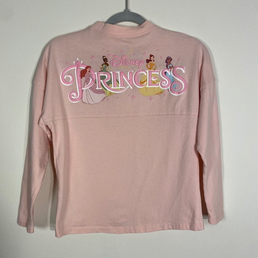 DISNEY Kids Princess Spirit Jersey Pullover L(11/12) Pink Sparkly Puff Print - Picture 6 of 11